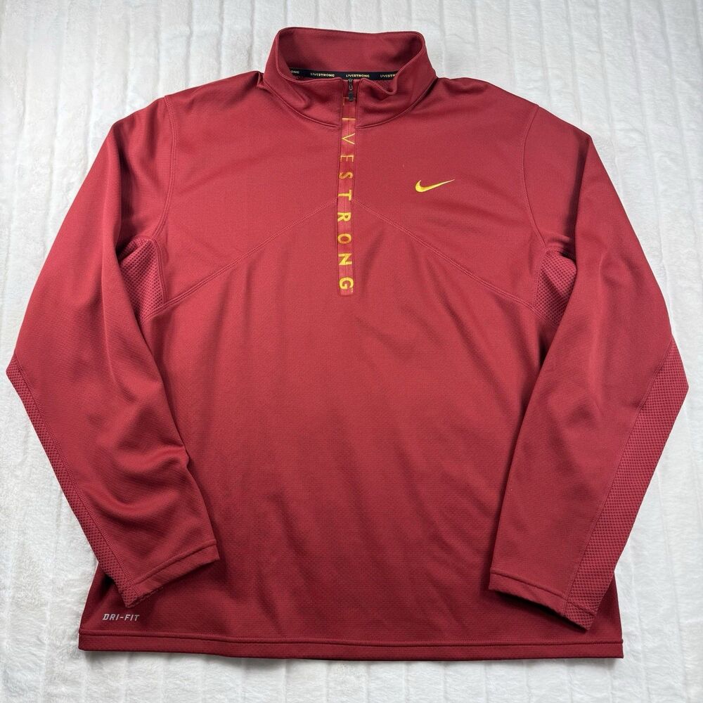 Nike Livestrong 1/4 Zip Pullover Men's XL Red Outdoor Sport Walking Running